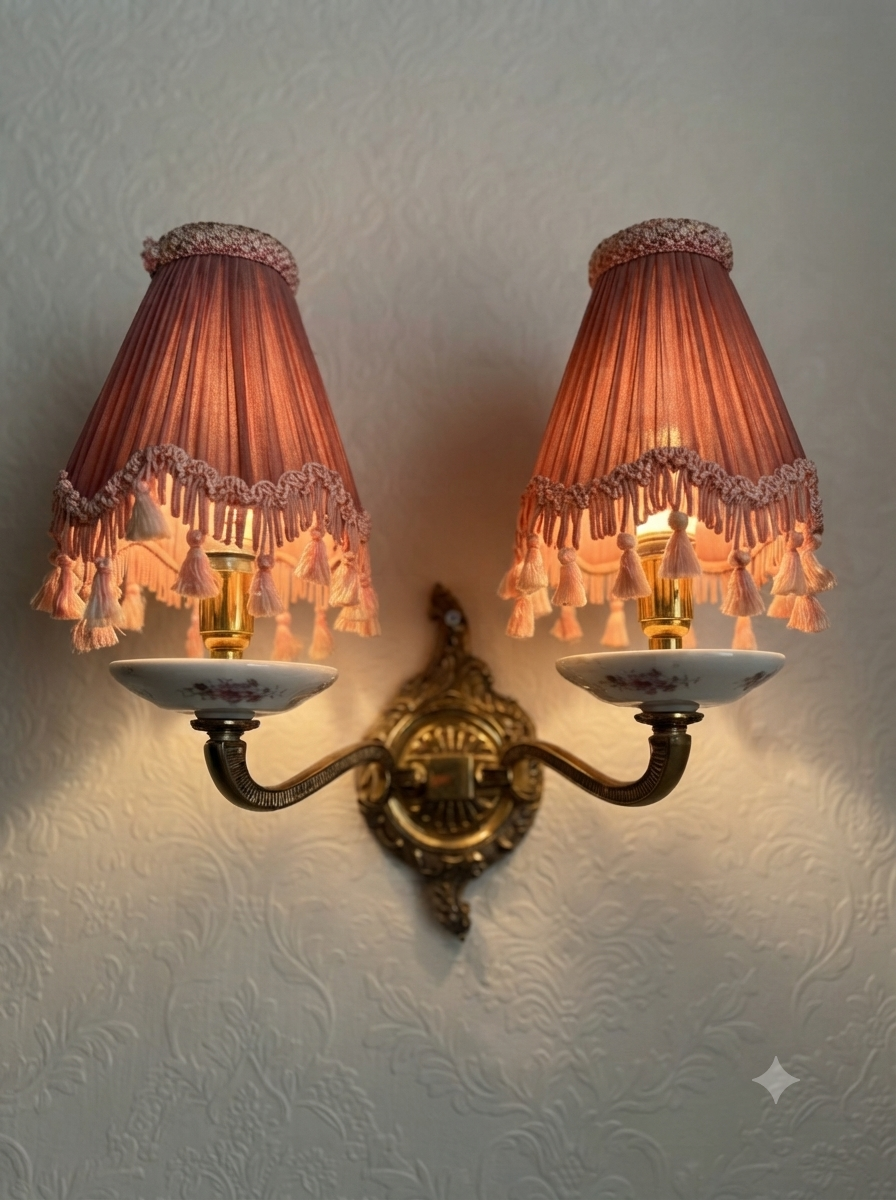 Capodimonte Style Brass & Fine Ceramic Wall Light- Imported from Spain