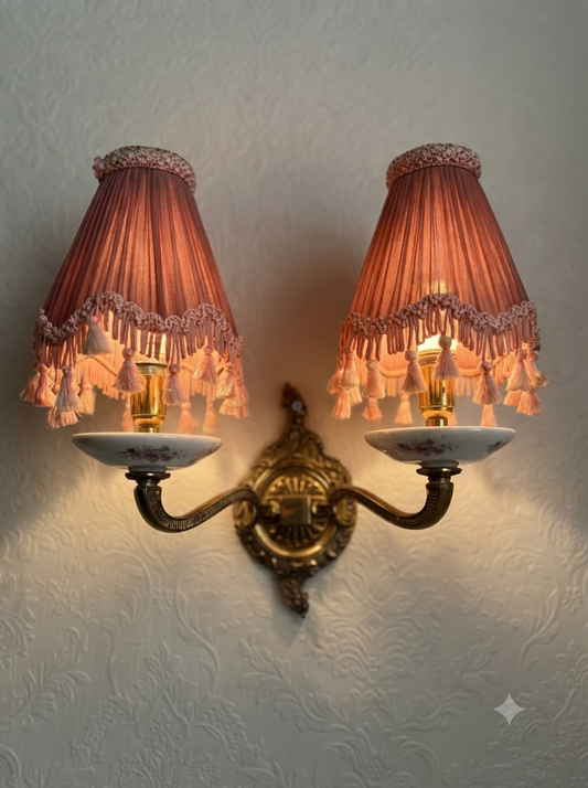 Capodimonte Style Brass & Fine Ceramic Wall Light- Imported from Spain