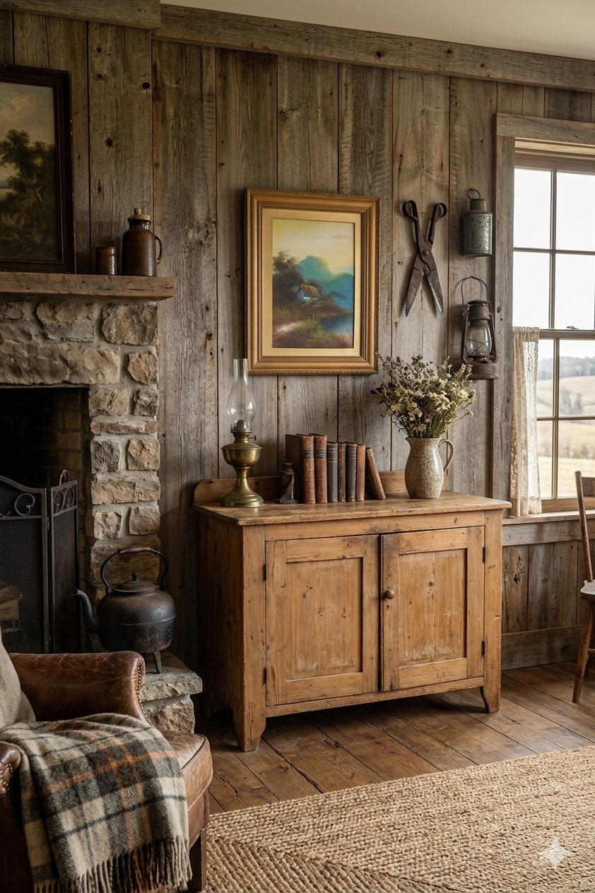Landscape Oil Painting – Solitary House in Mountain Field