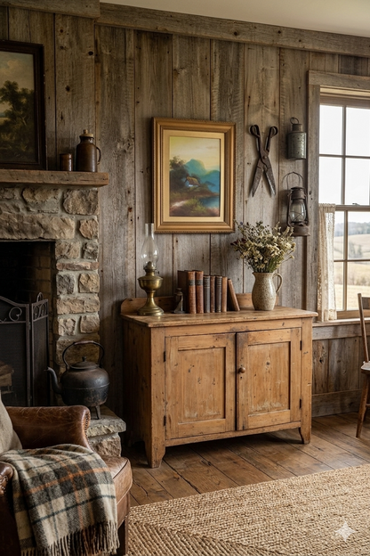 Landscape Oil Painting – Solitary House in Mountain Field
