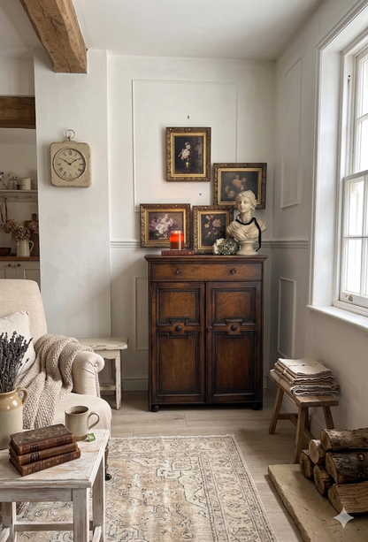 Antique Oak Bobbin Cabinet - Jacobean Style Sideboard