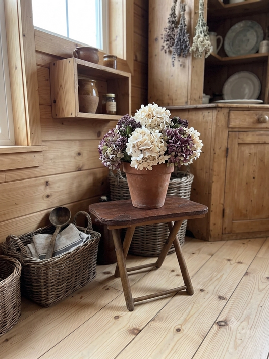 Antique Foldable Wooden Stool – Rustic Flower / Child’s Stool / Plant Stand