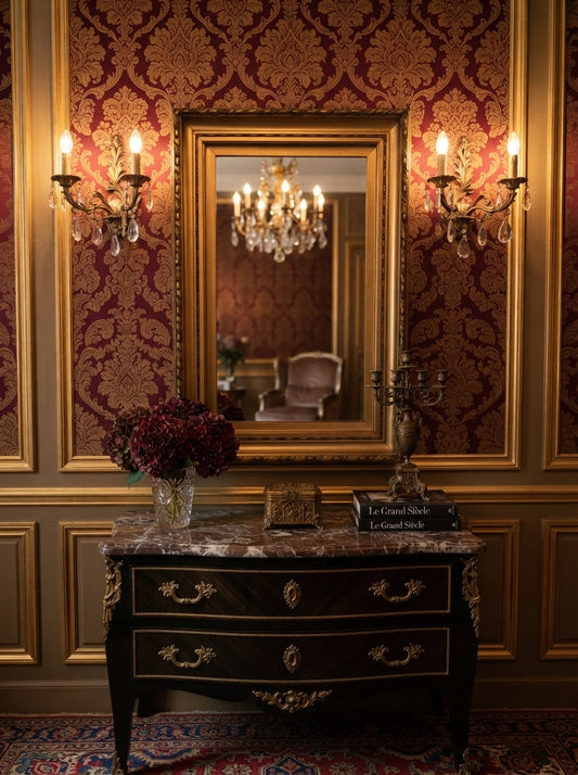 Large Antique Gold Gilt Mirror | Thick Heavy Ornate Frame