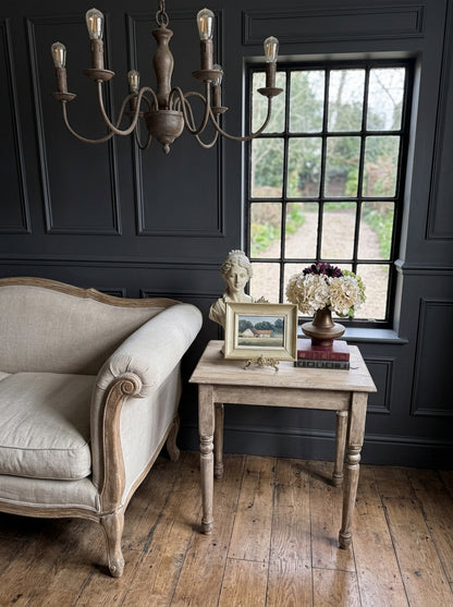French Provincial Side Table - Distressed Whitewashed Accent Table