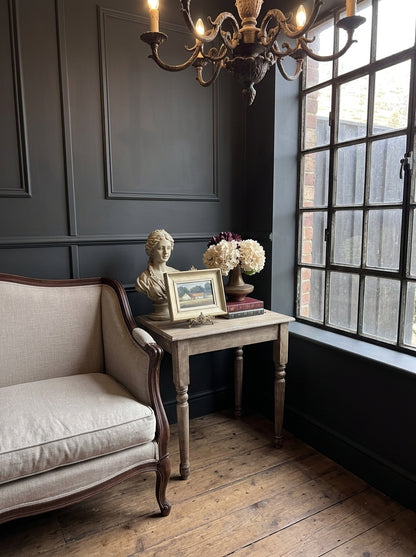 French Provincial Side Table - Distressed Whitewashed Accent Table