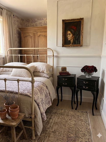 Vintage French Olympus Bedside Tables – Black & Gold | Harrods Olympus | Ornate Upcycled Nightstands