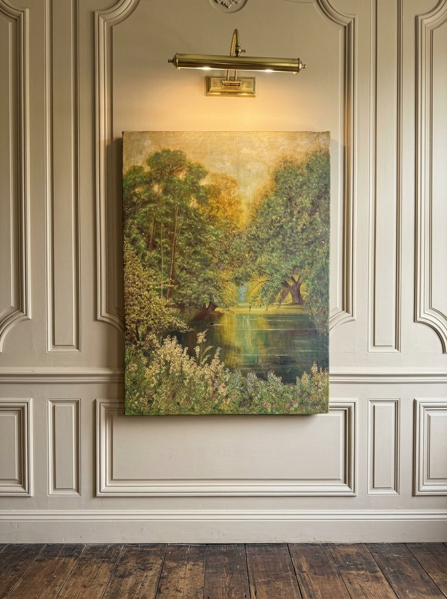 A Peaceful Afternoon by the Water – Original Oil Painting by H. Hutchings, 1958