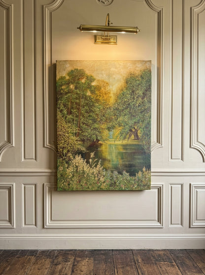 A Peaceful Afternoon by the Water – Original Oil Painting by H. Hutchings, 1958