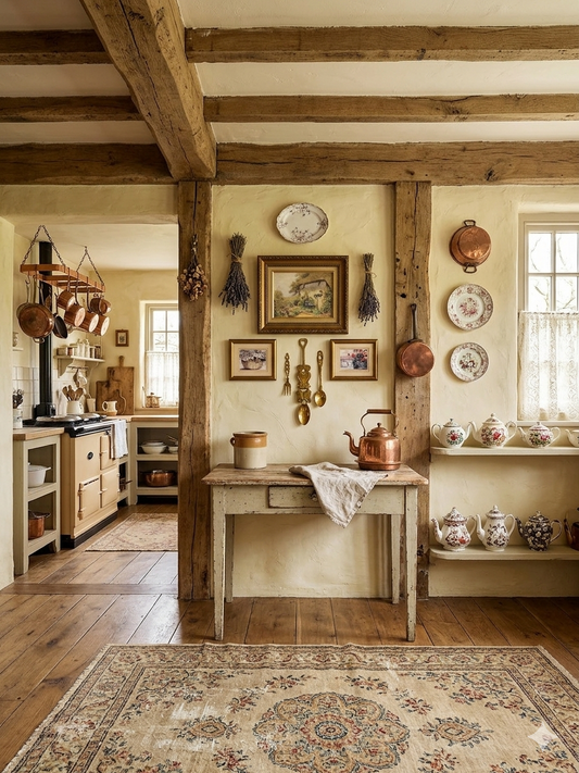 The Countryside Atelier Set – Gold Framed Art & Brass Accents, Vintage Curated Decor