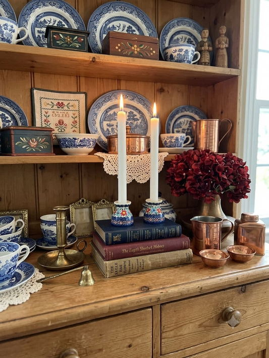 Vintage Boho Ceramic Candle Holders / Egg Cups – Folk Patterned Pair