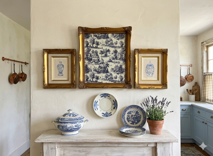 The Louis XV Toile Collection -Gold French Frames with Toile de Jouy Theme Print Set