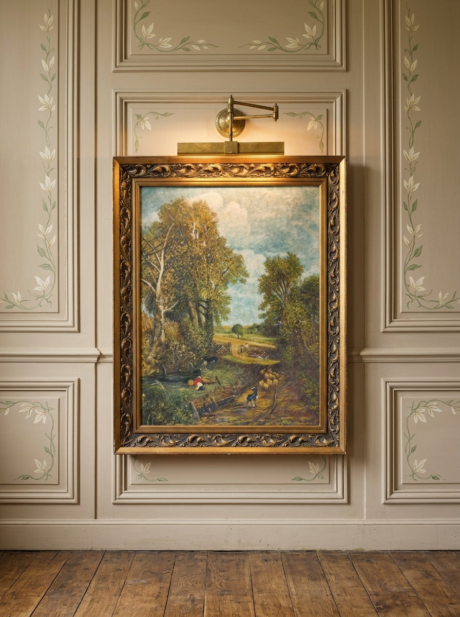 1974 Homage Oil byH. Hutchings after “The Cornfield” by John Constable