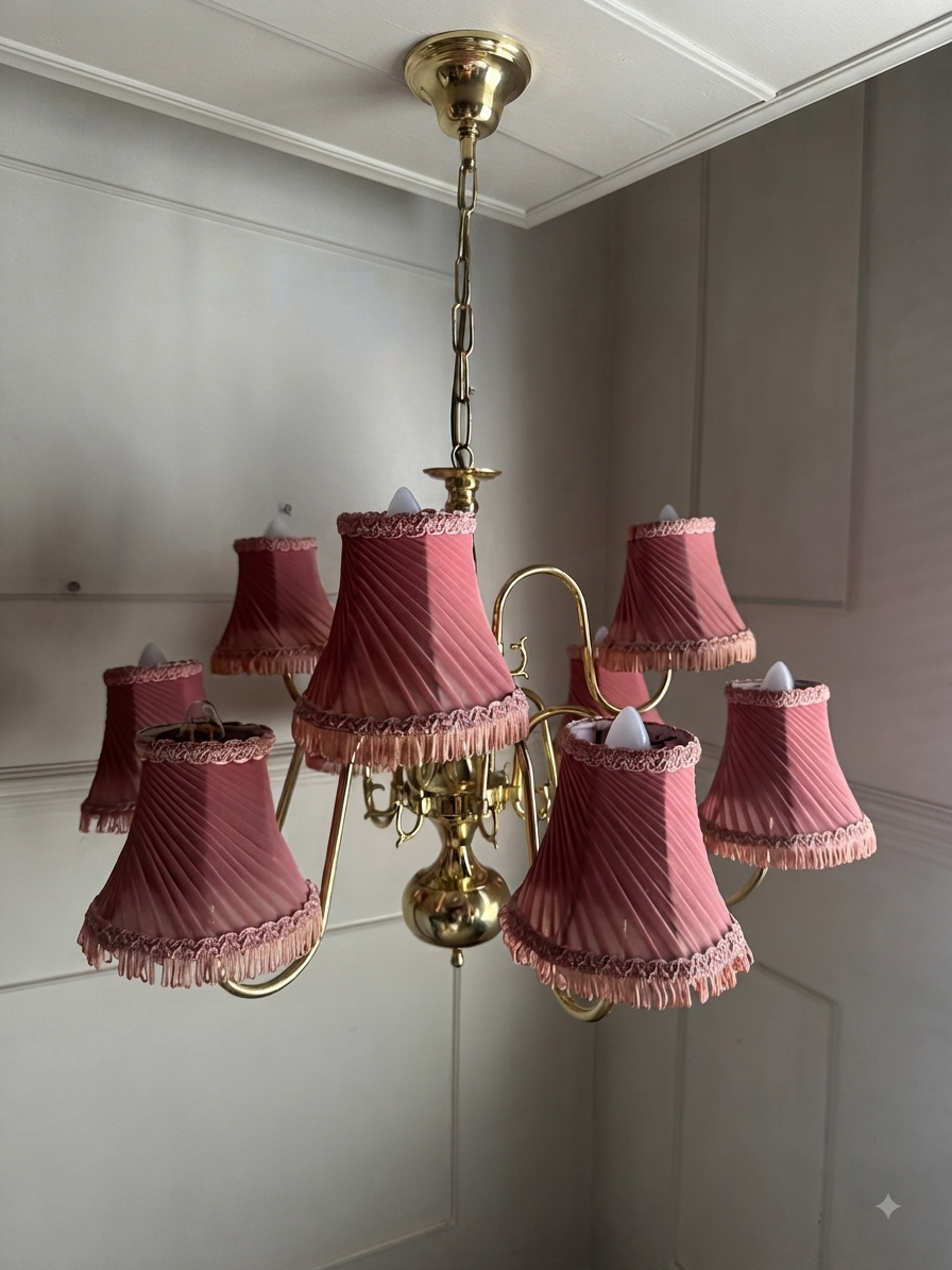 Vintage Dutch Brass Chandelier – 9 Light Baroque Style Ceiling Lighting