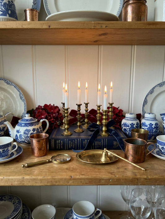 Vintage European Brass Mini Candlesticks Set of 7