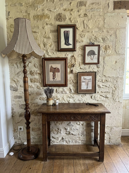 Antique Anglo Indian Hand Carved Wooden Floor Lamp