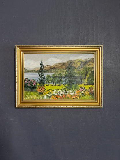 Vintage Oil Painting by Mary Edmondson 1981 - Coniston from Brantwood, Lake District