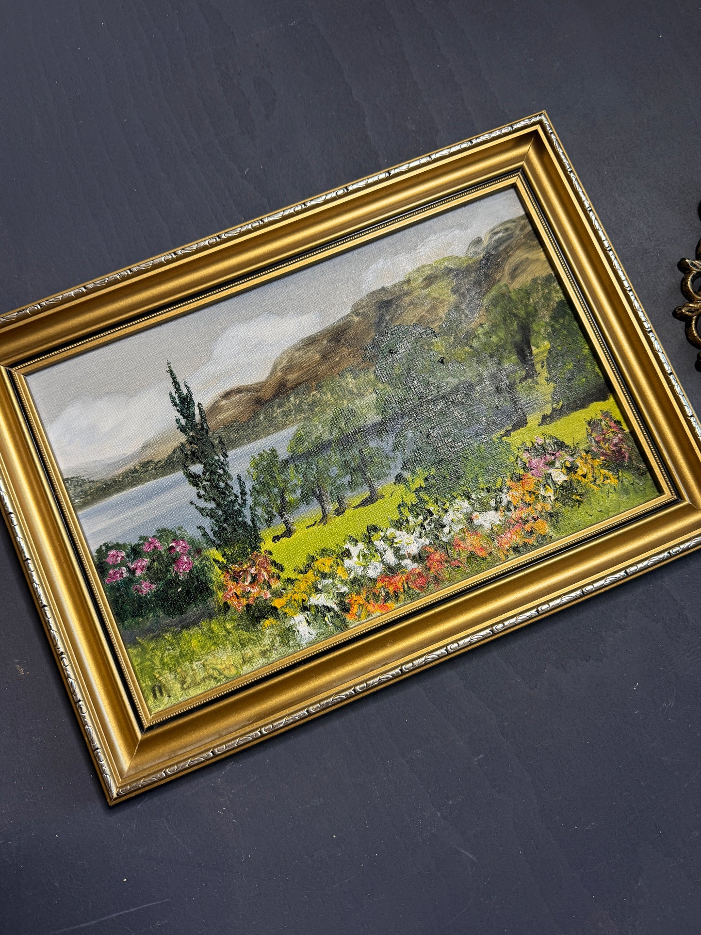 Vintage Oil Painting by Mary Edmondson 1981 - Coniston from Brantwood, Lake District