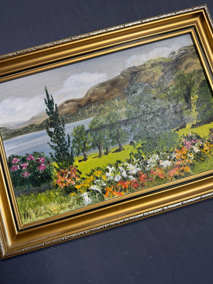 Vintage Oil Painting by Mary Edmondson 1981 - Coniston from Brantwood, Lake District