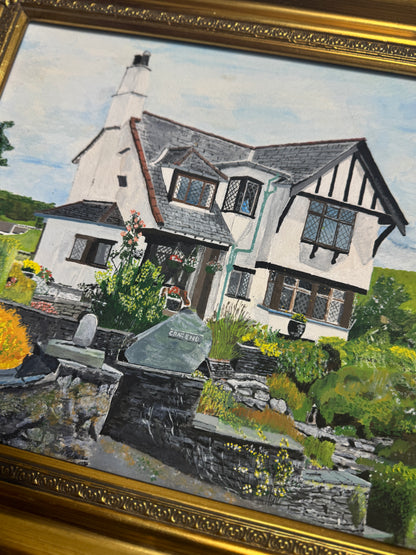Vintage Oil Painting of Crag End Farm (Lake District) in a Gold Ornate Frame
