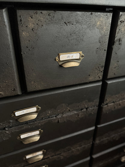 Black Apothecary Style Chest of Drawers |  Distressed Vintage Pine Dresser | | Rustic Storage Unit