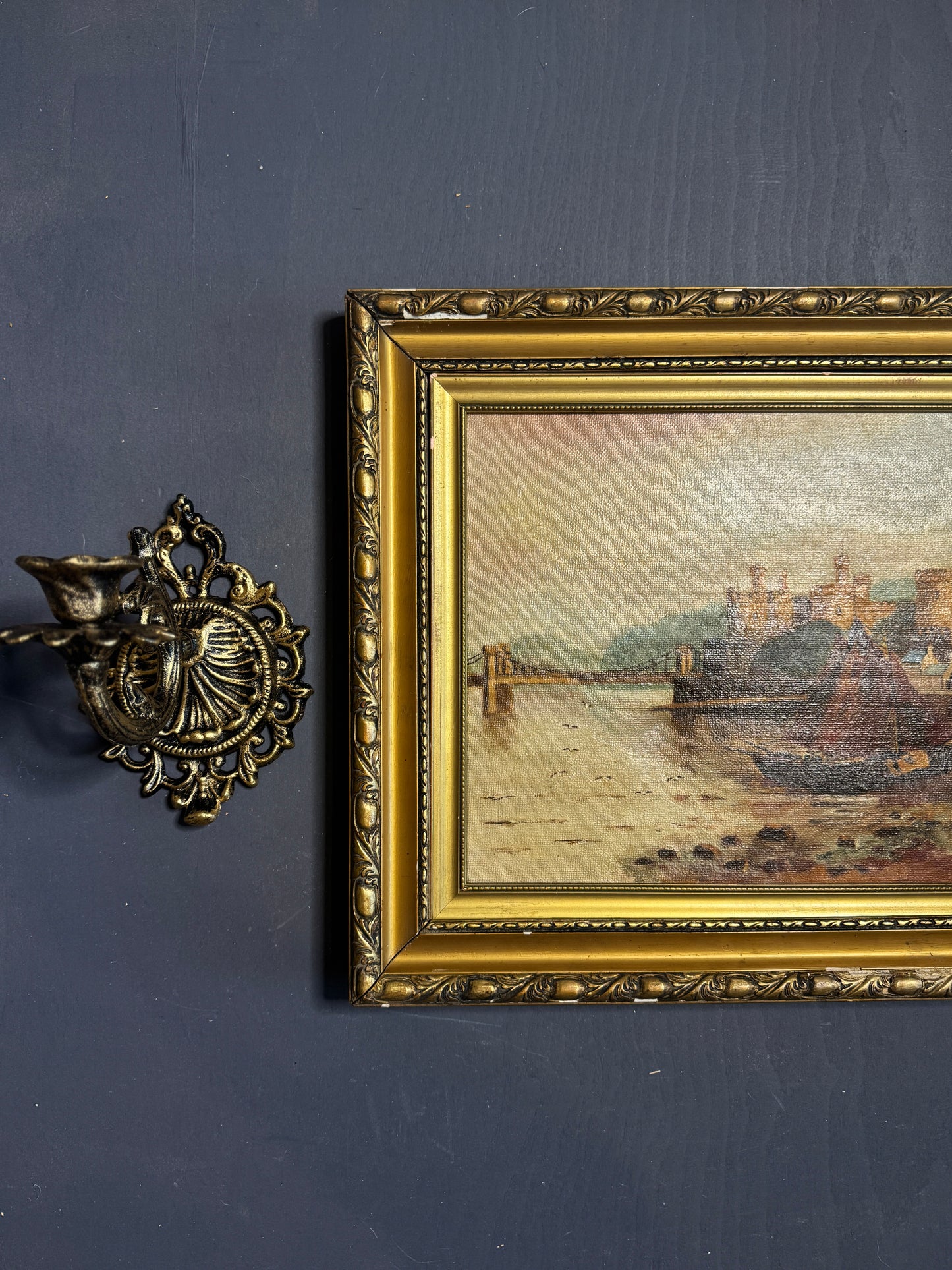Harbour Serenity – Signed 1934 Vintage Seascape Oil Painting