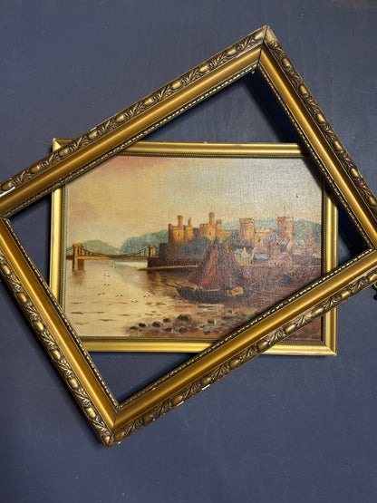 Harbour Serenity – Signed 1934 Vintage Seascape Oil Painting