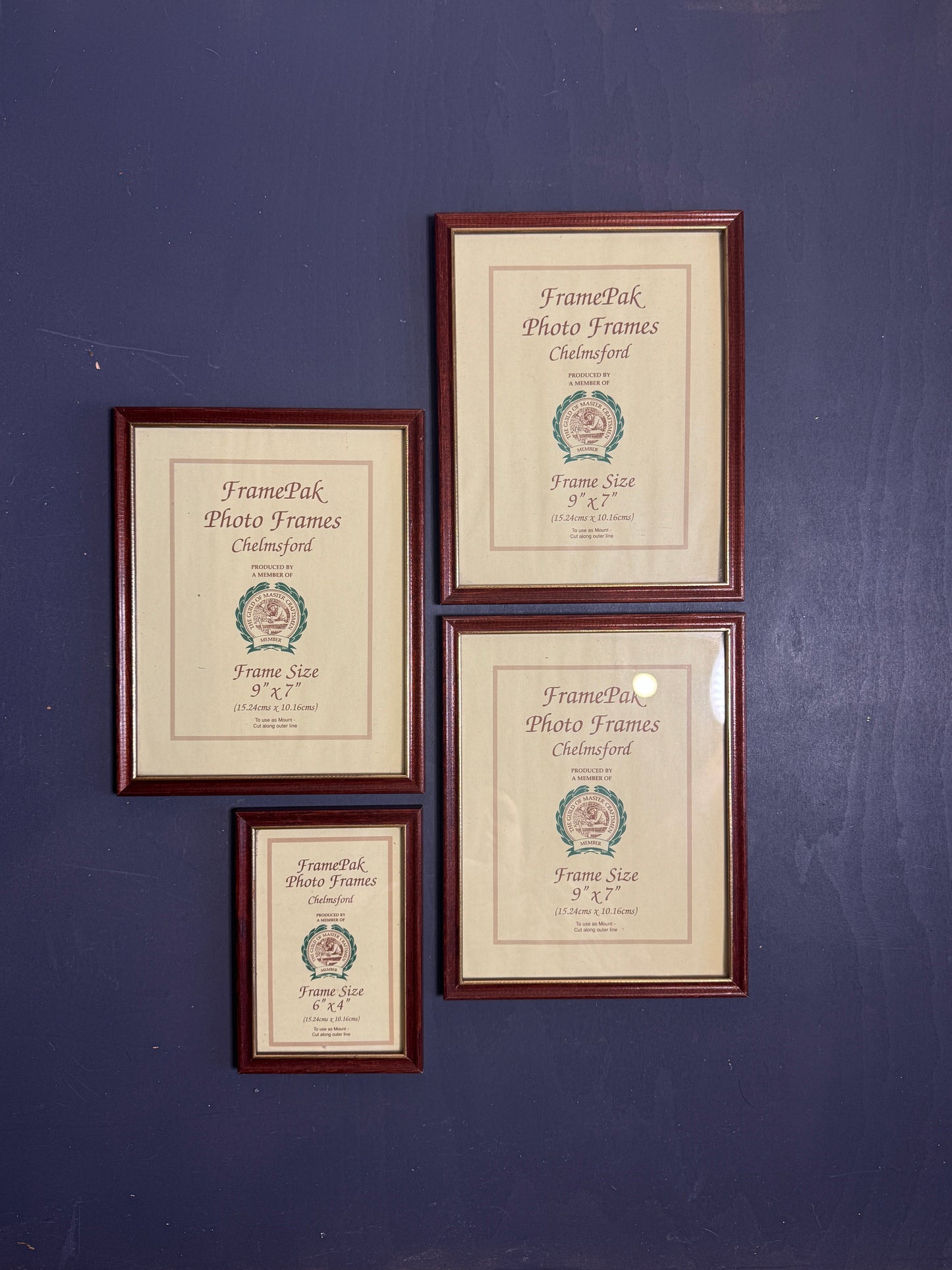 Vintage glazed wooden picture frames for gallery wall set of 4