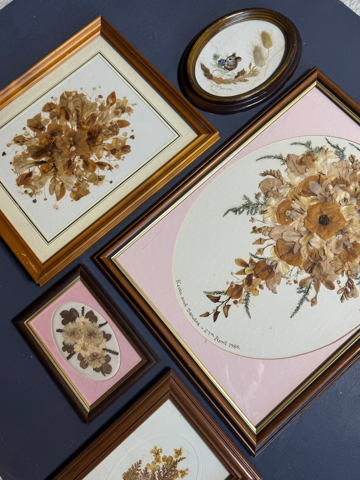 Maison Florale Collection – Curated Dried Flower Artwork Set, Heritage Wooden Frames