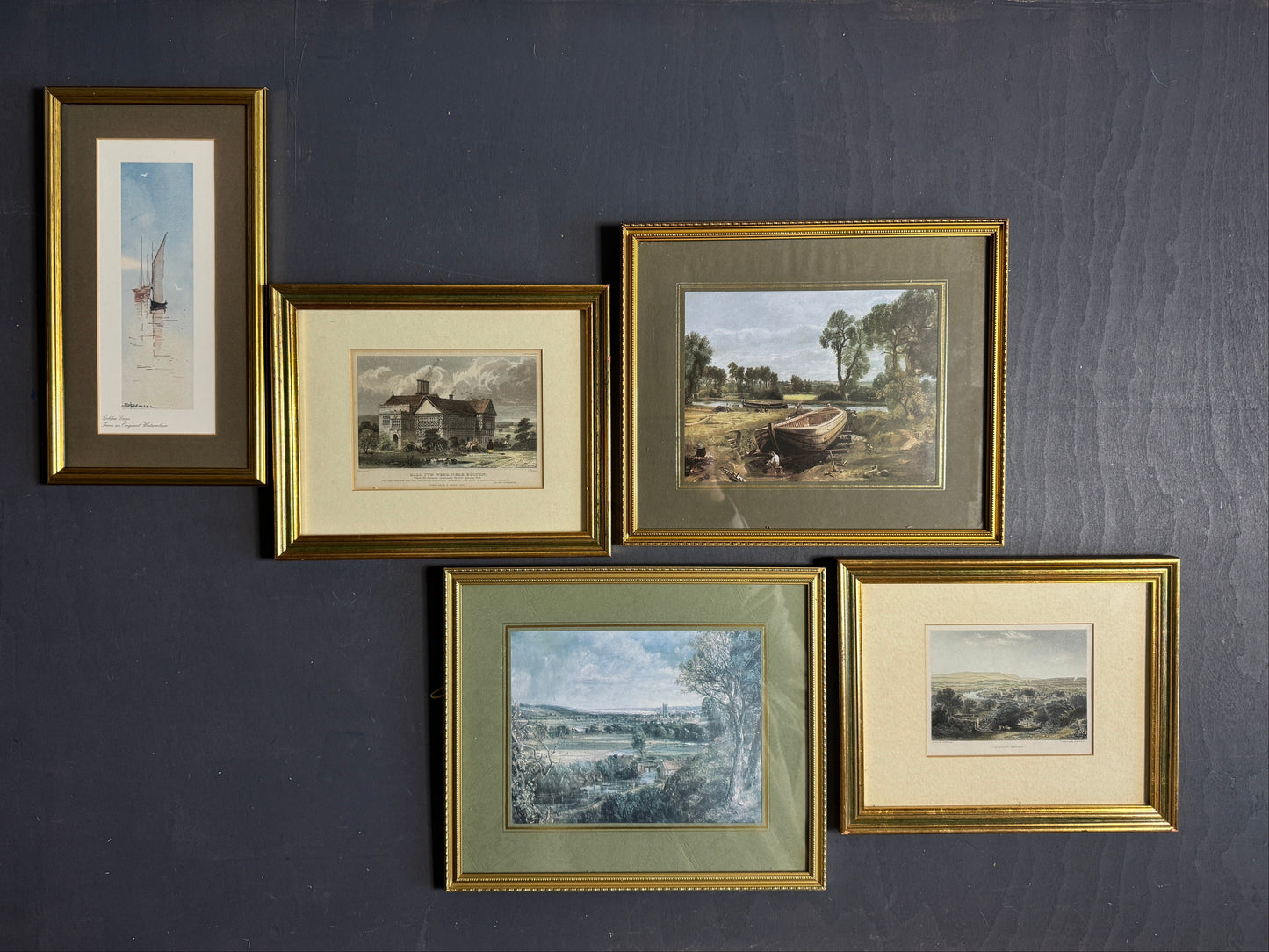 The Golden Sage Wall Set – Elegant Vintage Gallery with Green Accents