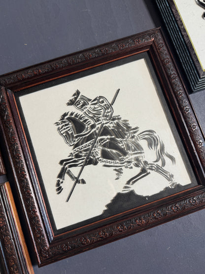 Imperial Reflections Wall Ensemble – Engraved Glass & Antique Chinese Art Gallery Set