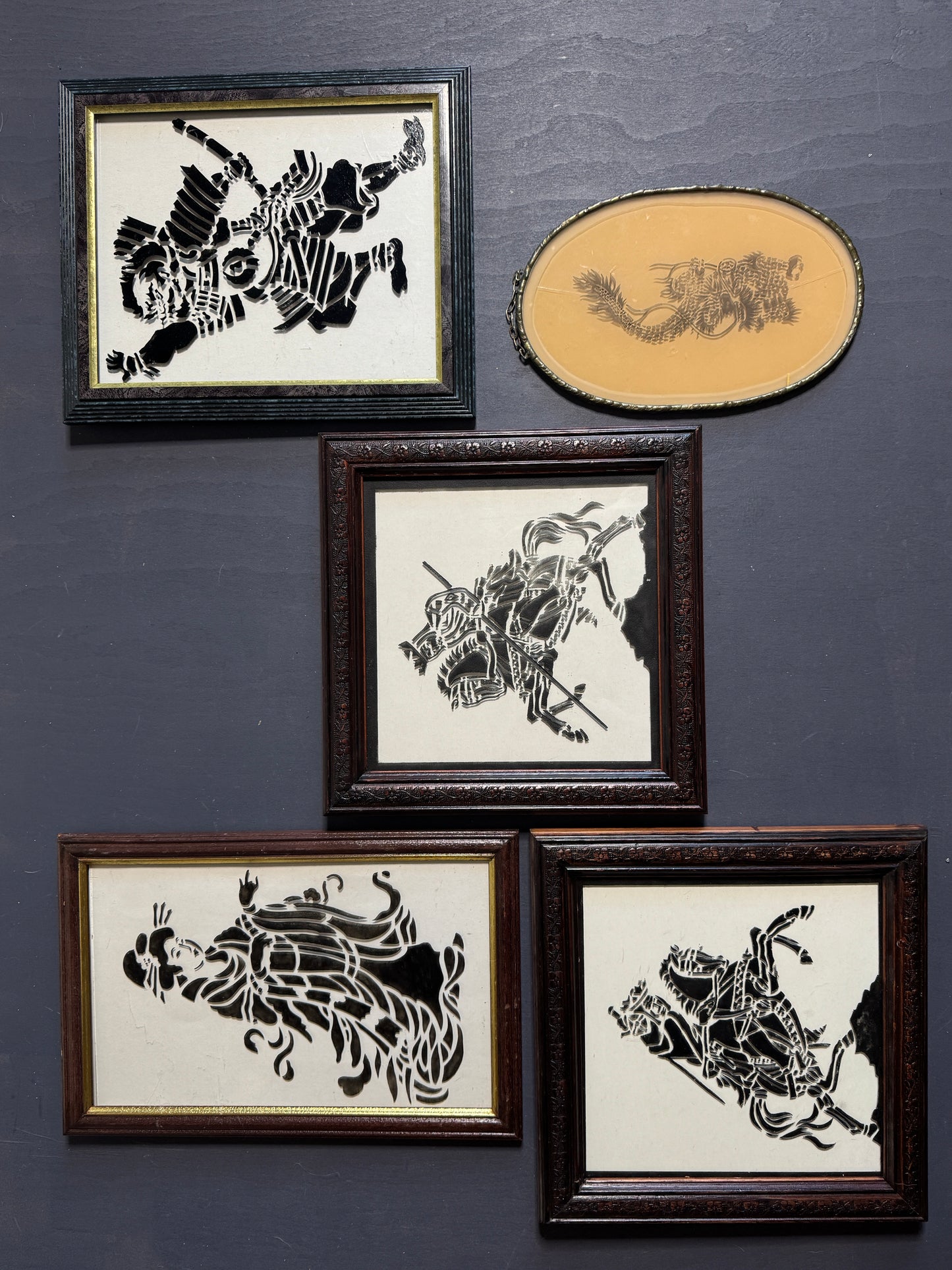 Imperial Reflections Wall Ensemble – Engraved Glass & Antique Chinese Art Gallery Set