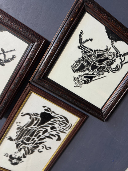 Imperial Reflections Wall Ensemble – Engraved Glass & Antique Chinese Art Gallery Set