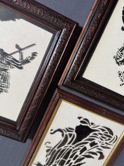 Imperial Reflections Wall Ensemble – Engraved Glass & Antique Chinese Art Gallery Set