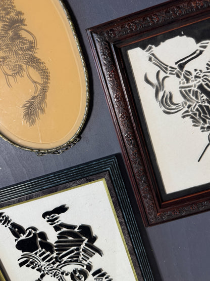 Imperial Reflections Wall Ensemble – Engraved Glass & Antique Chinese Art Gallery Set