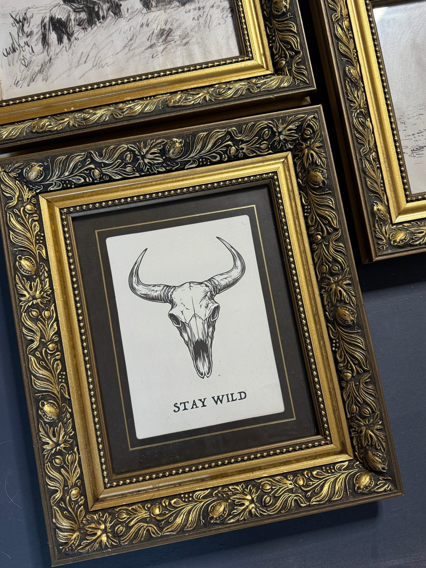 Vintage Texas Themed  Prints in Belvoir Ornate Gold Frames
