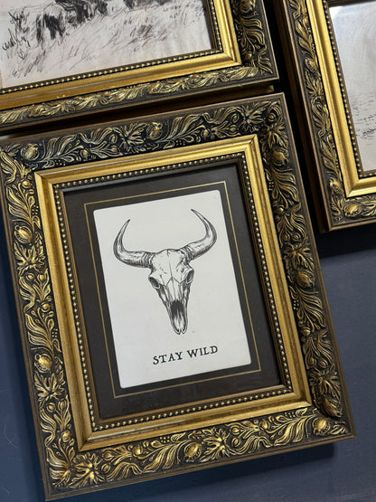 Vintage Texas Themed  Prints in Belvoir Ornate Gold Frames