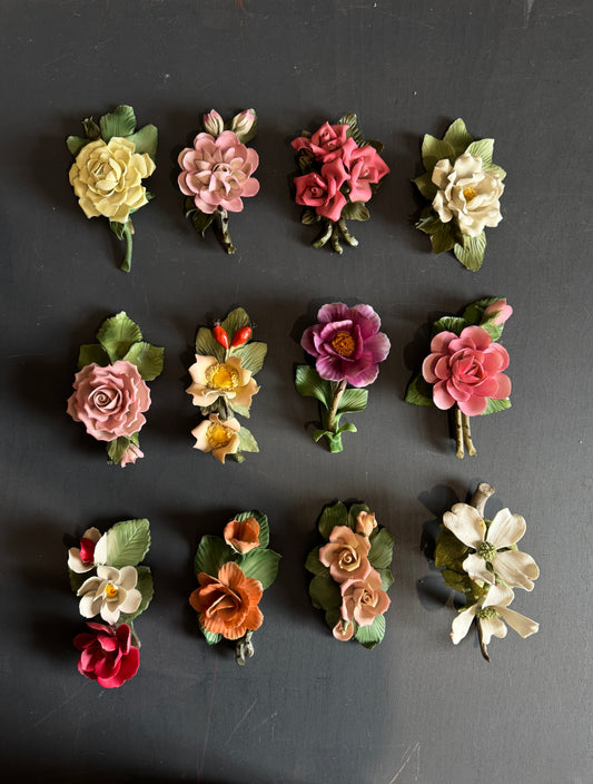 Vintage 1985 Franklin Mint Capodimonte Porcelain Flowers – Made in Italy Wall Decor