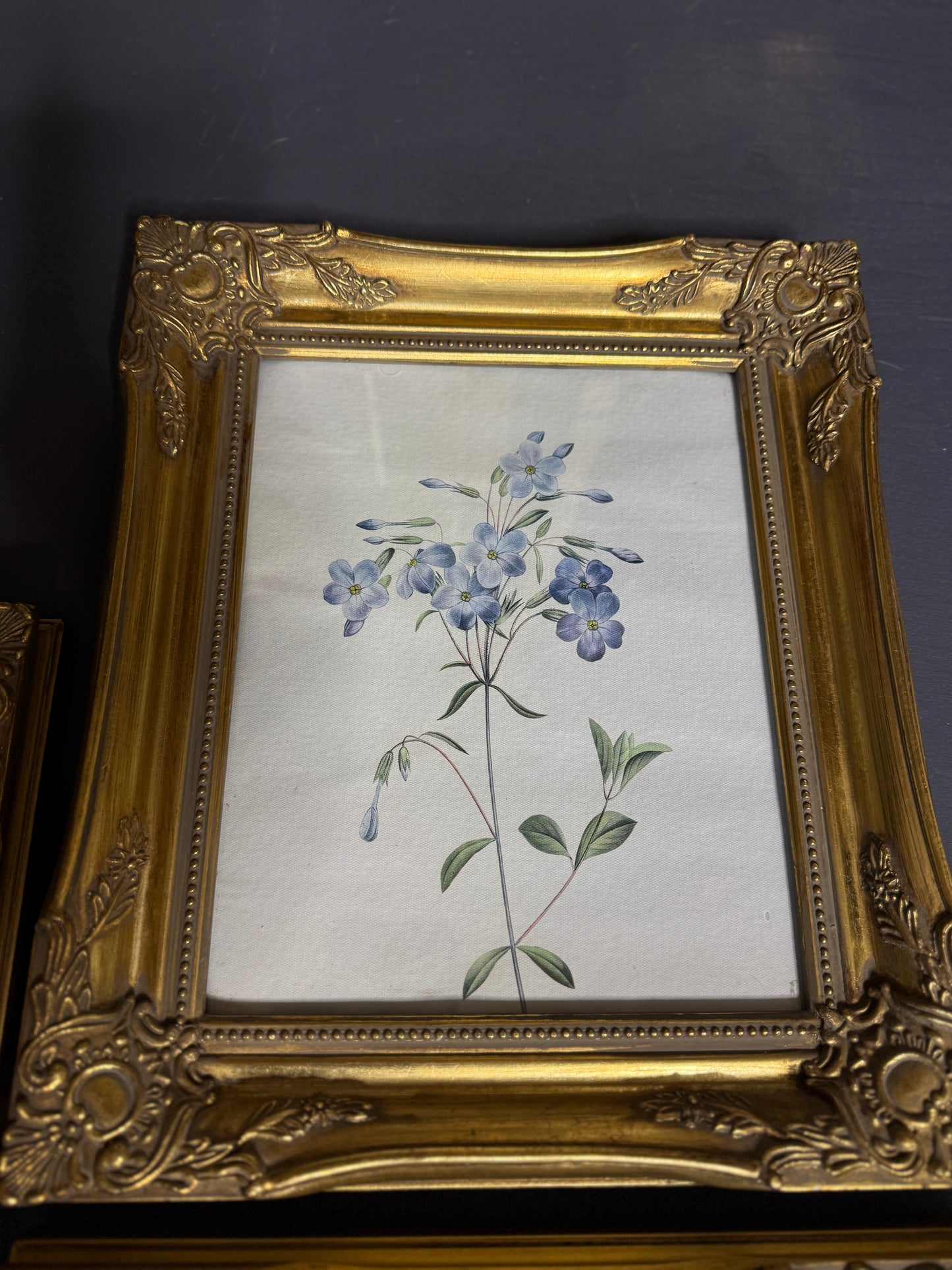 Ornate Gold Louis-Style Frame – Blue Heritage Floral Print Gallery Set