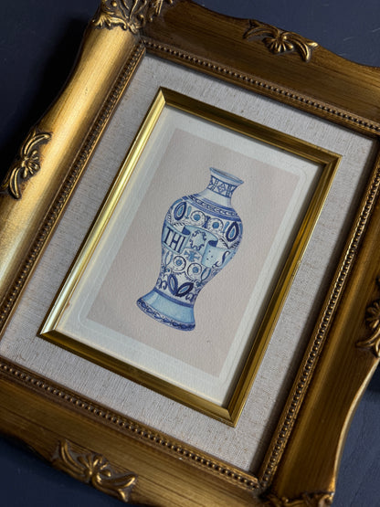 The Louis XV Toile Collection -Gold French Frames with Toile de Jouy Theme Print Set