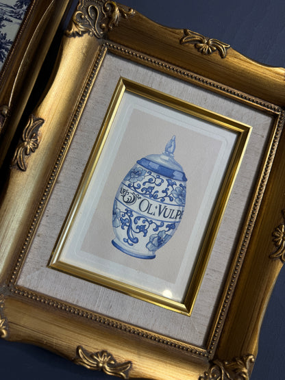 The Louis XV Toile Collection -Gold French Frames with Toile de Jouy Theme Print Set