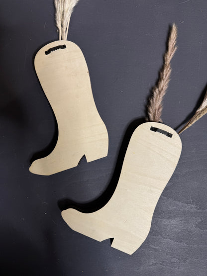 The Wild West Artisan Boot Set – Carved Wooden Sconce Pair with Florals