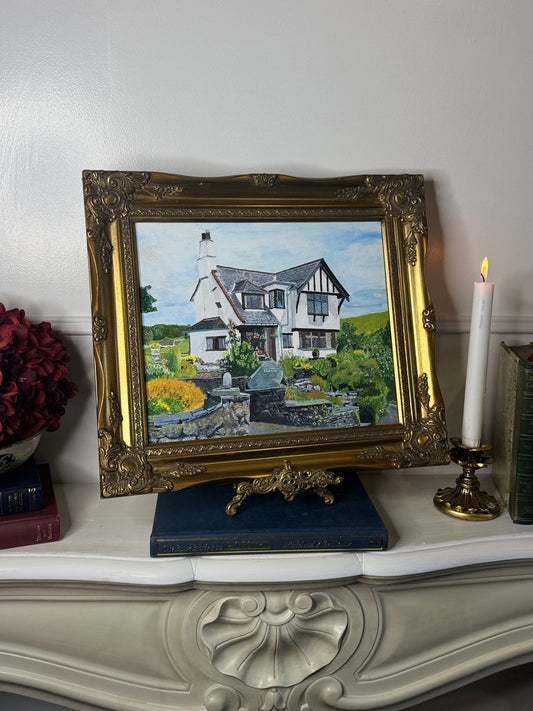 Vintage Oil Painting of Crag End Farm (Lake District) in a Gold Ornate Frame