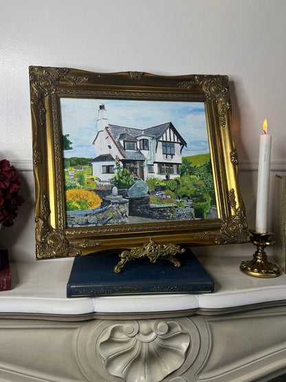 Vintage Oil Painting of Crag End Farm (Lake District) in a Gold Ornate Frame
