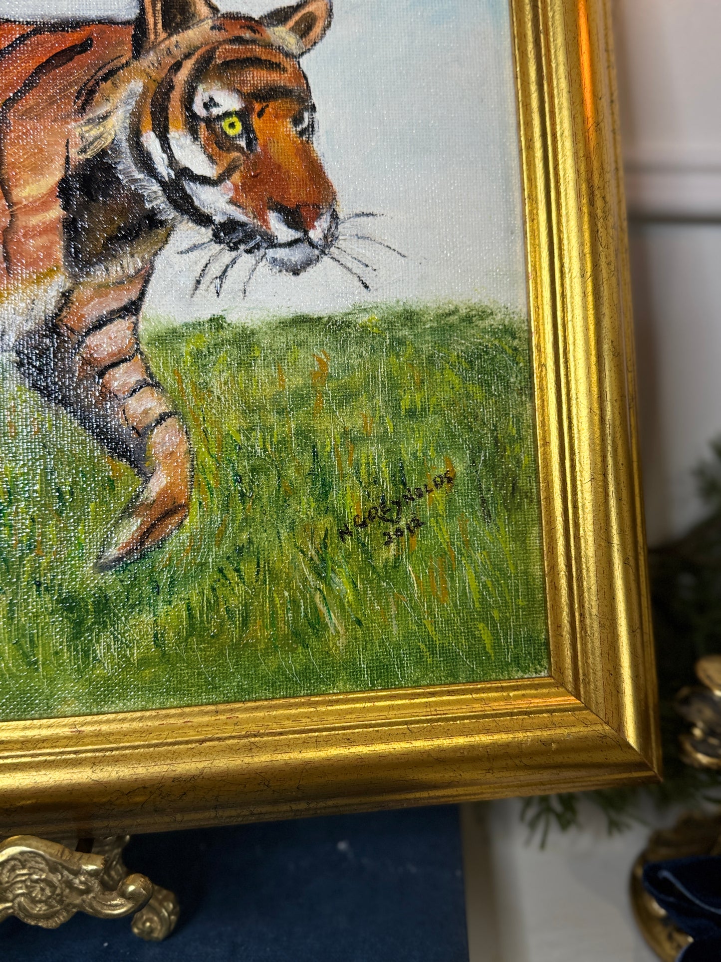 Regal Stripes – Vintage Tiger Portrait by N.G. Reynolds