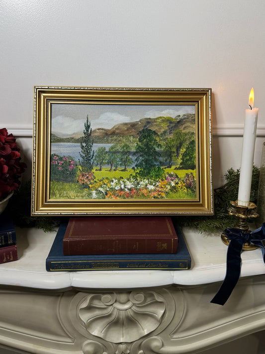 Vintage Oil Painting by Mary Edmondson 1981 - Coniston from Brantwood, Lake District