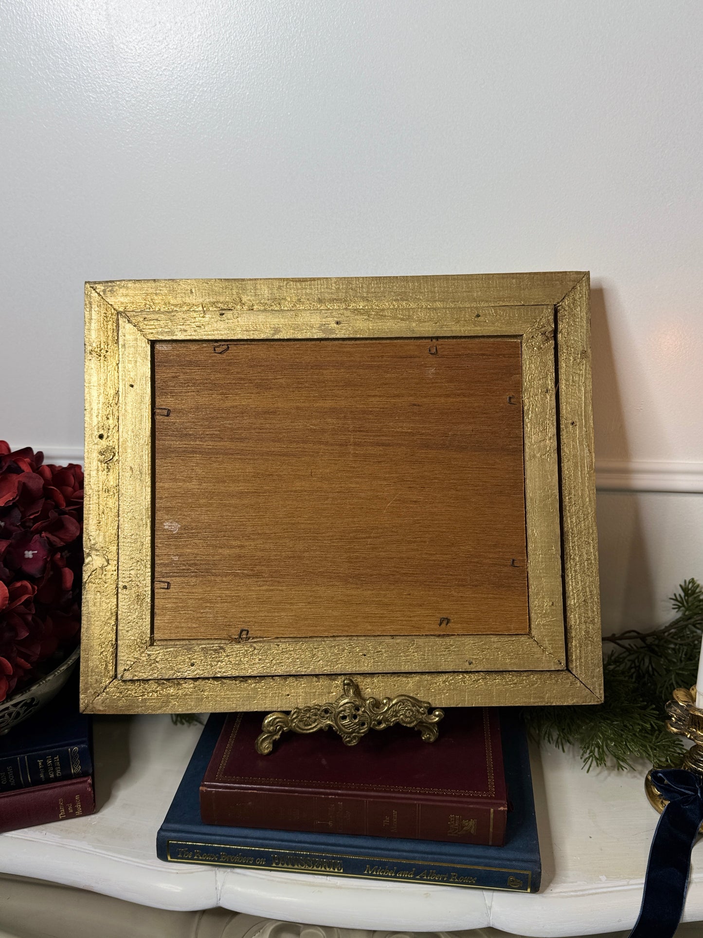 Gilded Reflections-Small Oil Painting Signed in Antique Gilt Frame