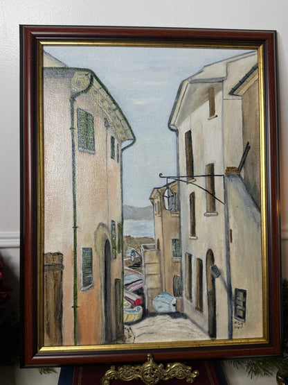 Boats at Rest – Vintage Coastal Village Scene by N.G. Reynolds