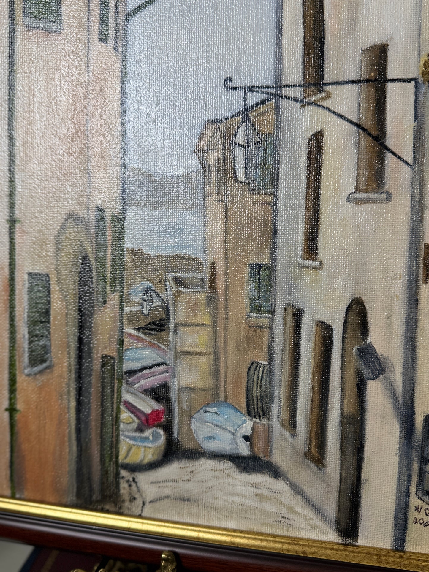 Boats at Rest – Vintage Coastal Village Scene by N.G. Reynolds