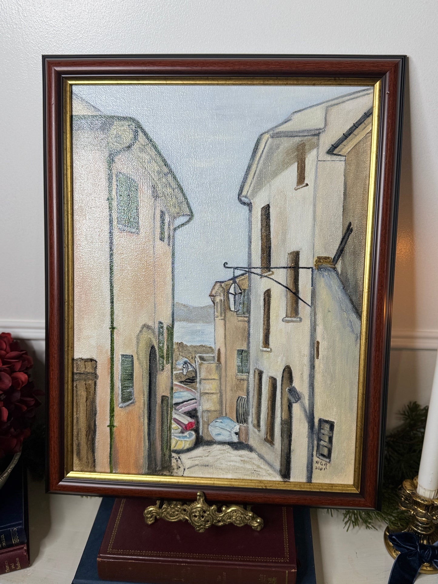 Boats at Rest – Vintage Coastal Village Scene by N.G. Reynolds