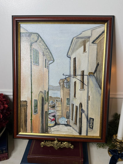 Boats at Rest – Vintage Coastal Village Scene by N.G. Reynolds